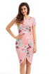 Chic Knot Side Wrapped Blush Floral Dress